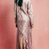 Handwoven Dusty Mauve Banarasi Kaftan