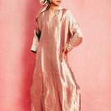 Handwoven Dusty Rose Banarasi Kaftan