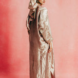 Handwoven Dusty Rose Banarasi Kaftan
