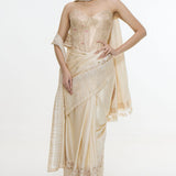 Handwoven Ecru Mashroo Silk Saree