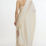 Handwoven Ecru Mashroo Silk Saree