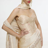 Handwoven Ecru Mashroo Silk Saree