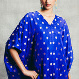 Handwoven Electric Blue Banarasi Kaftan