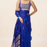 Handwoven Electric Blue Organza Saree