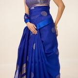 Handwoven Electric Blue Organza Saree