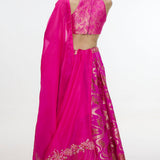 Handwoven Fuchsia Cutwork Lehenga Set