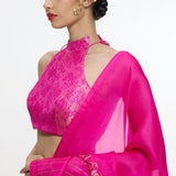 Handwoven Fuchsia Cutwork Lehenga Set