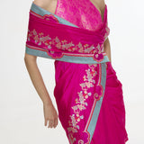 Handwoven Fuschia Pink Mashroo Silk Saree