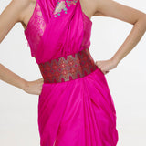 Handwoven Hot Pink Kadhwa Banarasi Saree