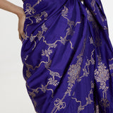 Handwoven Indigo Blue Mashroo Silk Saree