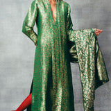 Handwoven Jade Banarasi Kaftan