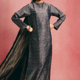 Handwoven Jet Black Banarasi Kaftan