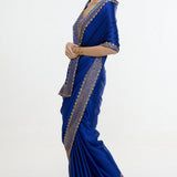 Handwoven Marine Blue Mashroo Silk Saree