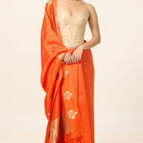 Handwoven Orange Silk Saree