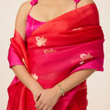 Handwoven Deep Pink Organza Saree