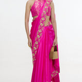 Handwoven Pink Mashroo Silk Saree with Embroidered Border