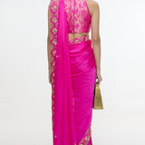 Handwoven Pink Mashroo Silk Saree with Embroidered Border