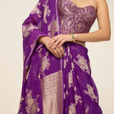 Handwoven Purple Chiffon Saree