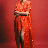 Handwoven Red Banarasi Kaftan