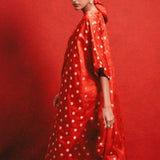 Handwoven Red Banarasi Kaftan