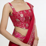 Handwoven Rose Red Silk Saree