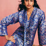 Handwoven Royal Blue Banarasi Kaftan