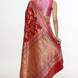 Handwoven Ruby Red Mashroo Silk Saree