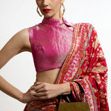 Handwoven Ruby Red Mashroo Silk Saree