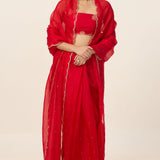 Handwoven Ruby Red Organza Saree