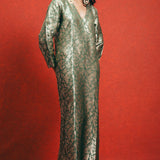 Handwoven Sage Green Banarasi Kaftan
