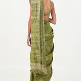 Handwoven Sage Green Tissue Saree
