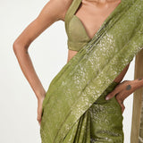 Handwoven Sage Green Tissue Saree
