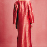 Handwoven Salmon Pink Banarasi Kaftan