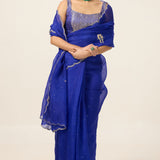 Handwoven Saphire Blue Organza Saree