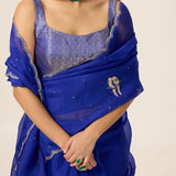 Handwoven Saphire Blue Organza Saree