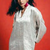 Handwoven Sea Green Banarasi Kaftan