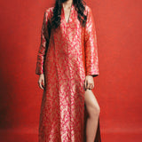 Handwoven Sorbet Pink Banarasi Kaftan