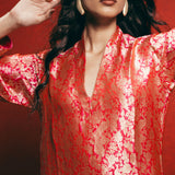 Handwoven Sorbet Pink Banarasi Kaftan