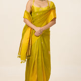 Handwoven Yellow Ochre Organza Saree