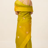 Handwoven Yellow Ochre Organza Saree