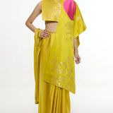 Handwoven Ochre Mashroo Silk Saree