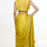 Handwoven Ochre Mashroo Silk Saree