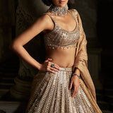 Gold Mirror Work Lehenga Set