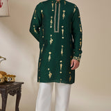 Bottle Green Kochi Conch Kurta Set