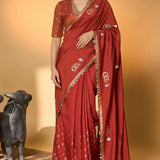 Rust Coastal Crescent Saree