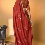 Rust Coastal Crescent Saree