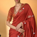 Rust Coastal Crescent Saree