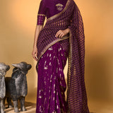 Purple Moonfield Zari Stripes Saree