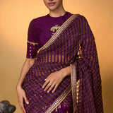 Purple Moonfield Zari Stripes Saree
