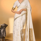 White Moonfield Gota Embroidered Saree